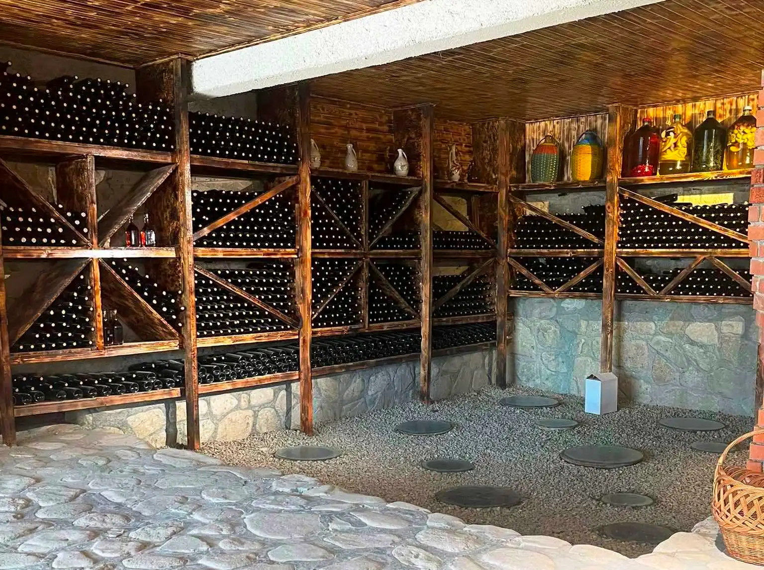Traditional Georgian wine cellar with qvevri
